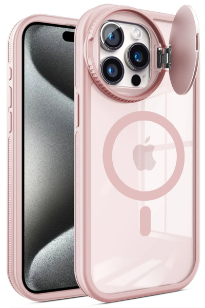 Newface iPhone 14 Pro Max Kılıf Teleskop Lens Magsafe Silikon Kapak - Pembe resmi