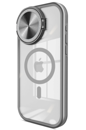 Newface iPhone 15 Pro Max Kılıf Teleskop Lens Magsafe Silikon Kapak - Titan Gri resmi