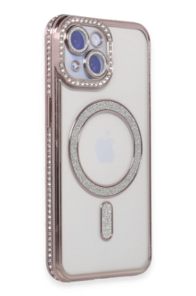 Newface iPhone 15 Kılıf Joke Simli Magneticsafe Kılıf - Pembe resmi