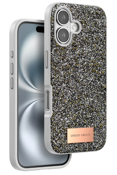 Onegif iPhone 16 Bright Simli Kapak - Gümüş resmi