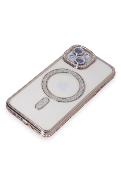 Newface iPhone 15 Kılıf Joke Simli Magneticsafe Kılıf - Pembe resmi