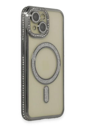 Newface iPhone 15 Kılıf Joke Simli Magneticsafe Kılıf - Gri resmi