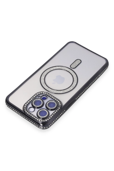 Newface iPhone 15 Pro Kılıf Joke Simli Magneticsafe Kılıf - Siyah resmi