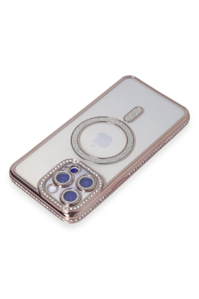Newface iPhone 15 Pro Kılıf Joke Simli Magneticsafe Kılıf - Pembe resmi