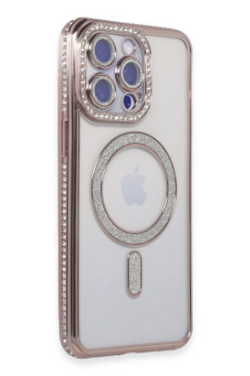 Newface iPhone 14 Pro Kılıf Joke Simli Magneticsafe Kılıf - Pembe resmi