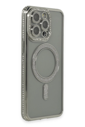 Newface iPhone 15 Pro Kılıf Joke Simli Magneticsafe Kılıf - Gri resmi