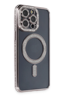 Newface iPhone 14 Pro Kılıf Joke Simli Magneticsafe Kılıf - Gri resmi