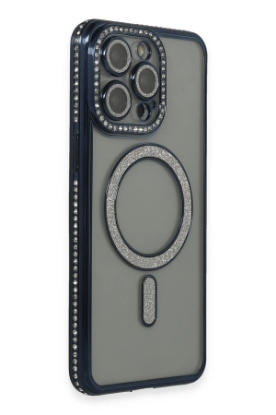 Newface iPhone 14 Pro Kılıf Joke Simli Magneticsafe Kılıf - Lacivert resmi