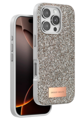 Onegif iPhone 16 Pro Max Bright Simli Kapak - Çöl Titanyum resmi