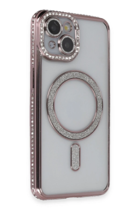 Newface iPhone 14 Kılıf Joke Simli Magneticsafe Kılıf - Pembe resmi