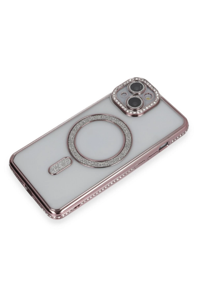 Newface iPhone 14 Kılıf Joke Simli Magneticsafe Kılıf - Pembe resmi