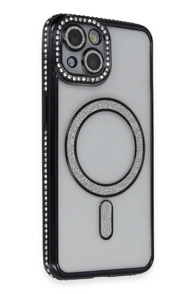 Newface iPhone 13 Kılıf Joke Simli Magneticsafe Kılıf - Siyah resmi
