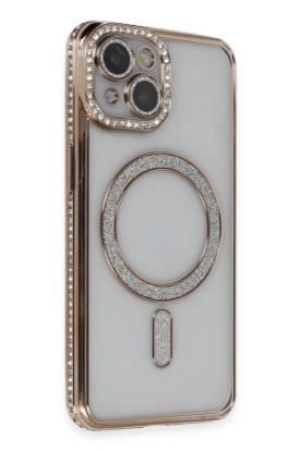 Newface iPhone 13 Kılıf Joke Simli Magneticsafe Kılıf - Gold resmi