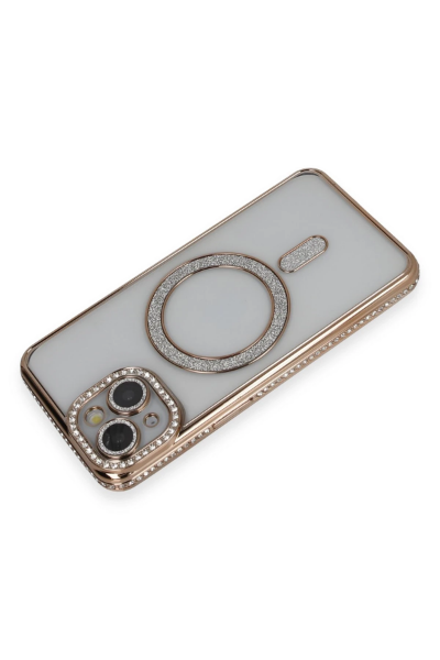 Newface iPhone 13 Kılıf Joke Simli Magneticsafe Kılıf - Gold resmi