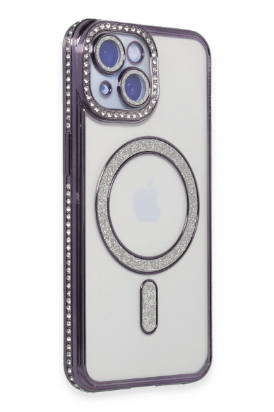 Newface iPhone 13 Kılıf Joke Simli Magneticsafe Kılıf - Derin Mor resmi