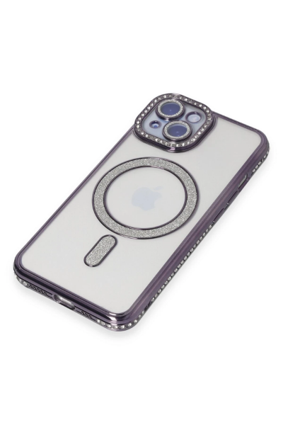 Newface iPhone 13 Kılıf Joke Simli Magneticsafe Kılıf - Derin Mor resmi