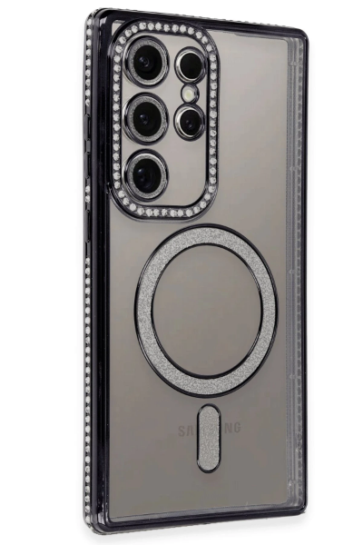 Newface Samsung Galaxy S24 Ultra Kılıf Joke Simli Magneticsafe Kılıf - Siyah resmi