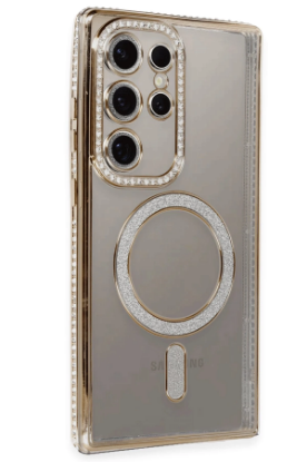 Newface Samsung Galaxy S24 Ultra Kılıf Joke Simli Magneticsafe Kılıf - Gold resmi
