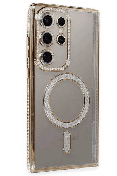 Newface Samsung Galaxy S24 Ultra Kılıf Joke Simli Magneticsafe Kılıf - Gold resmi