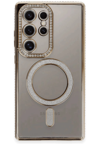 Newface Samsung Galaxy S24 Ultra Kılıf Joke Simli Magneticsafe Kılıf - Gold resmi