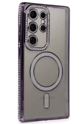 Newface Samsung Galaxy S24 Ultra Kılıf Joke Simli Magneticsafe Kılıf - Derin Mor resmi