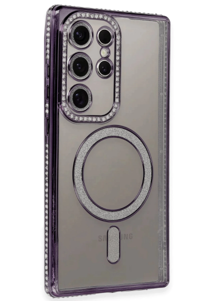 Newface Samsung Galaxy S24 Ultra Kılıf Joke Simli Magneticsafe Kılıf - Derin Mor resmi