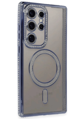 Newface Samsung Galaxy S24 Ultra Kılıf Joke Simli Magneticsafe Kılıf - Mavi resmi