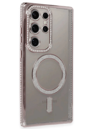 Newface Samsung Galaxy S24 Ultra Kılıf Joke Simli Magneticsafe Kılıf - Pembe resmi