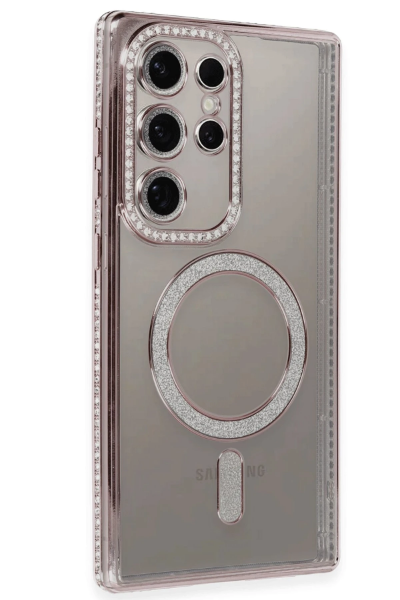 Newface Samsung Galaxy S24 Ultra Kılıf Joke Simli Magneticsafe Kılıf - Pembe resmi