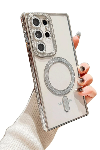 Newface Samsung Galaxy S24 Ultra Kılıf Joke Simli Magneticsafe Kılıf - Pembe resmi