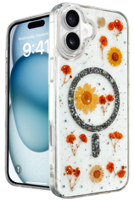 Newface iPhone 16 Plus Kılıf Daisy Simli Magsafe Kapak - Siyah resmi