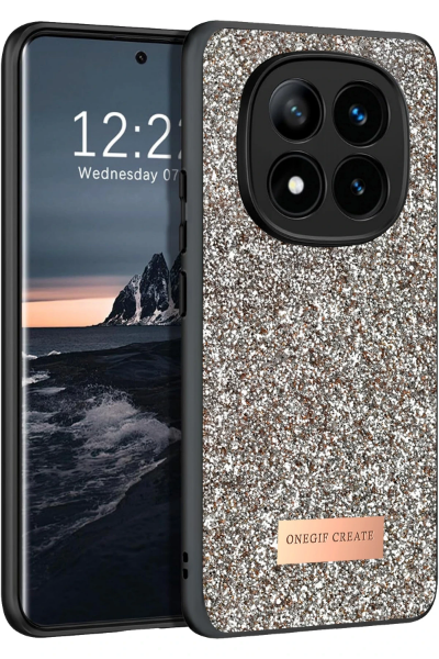 Onegif Xiaomi Redmi Note 14 Pro 4G Bright Simli Kapak - Gold resmi