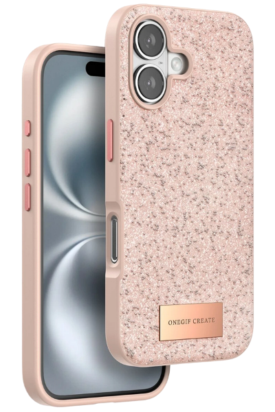 Onegif iPhone 16 Plus Bright Simli Kapak - Pembe resmi