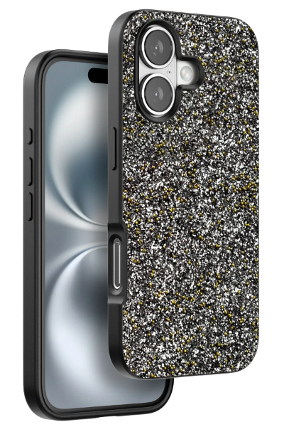 Onegif iPhone 16 Plus Bright Simli Kapak - Gümüş resmi