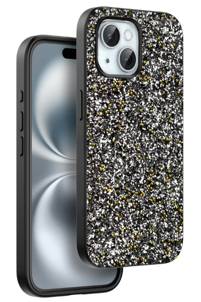 Onegif iPhone 15 Plus Bright Simli Kapak - Gümüş resmi
