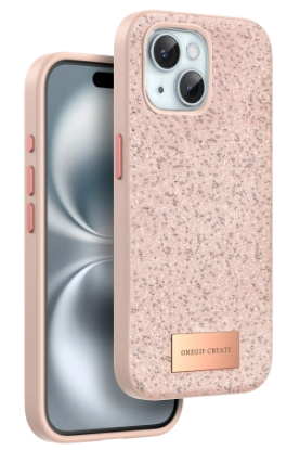 Onegif iPhone 15 Plus Bright Simli Kapak - Pembe resmi