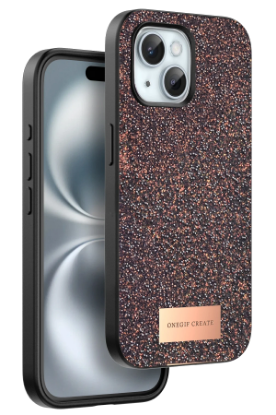 Onegif iPhone 15 Plus Bright Simli Kapak - Derin Mor resmi