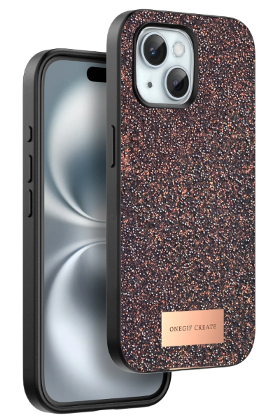 Onegif iPhone 15 Plus Bright Simli Kapak - Derin Mor resmi