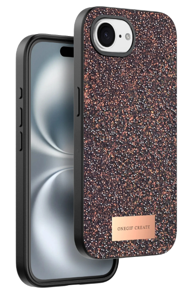 Onegif Apple iPhone 16E Bright Simli Kapak - Derin Mor resmi