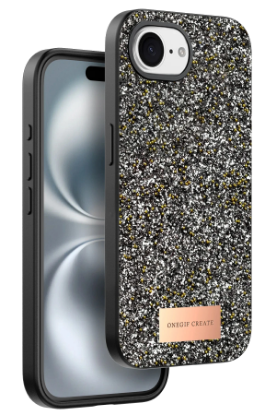 Onegif Apple iPhone 16E Bright Simli Kapak - Gümüş resmi