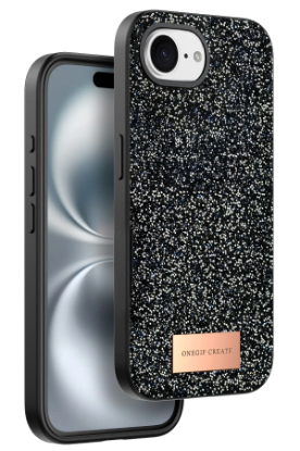 Onegif Apple iPhone 16E Bright Simli Kapak - Siyah resmi
