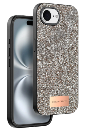 Onegif Apple iPhone 16E Bright Simli Kapak - Çöl Titanyum resmi