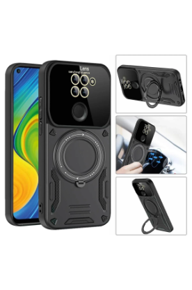 Newface Xiaomi Redmi Note 9 Joy Lens Standlı Kapak - Siyah resmi