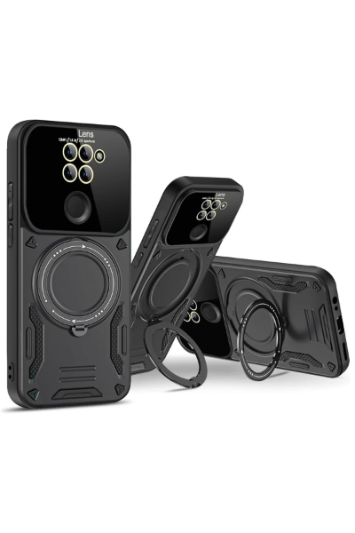 Newface Xiaomi Redmi Note 9 Joy Lens Standlı Kapak - Siyah resmi