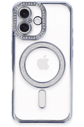 Newface iPhone 16 Plus Kılıf Joke Simli Magneticsafe Kılıf - Mavi resmi