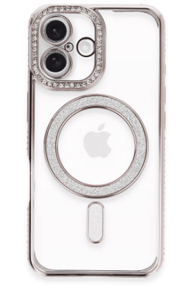 Newface iPhone 16 Plus Kılıf Joke Simli Magneticsafe Kılıf - Pembe resmi