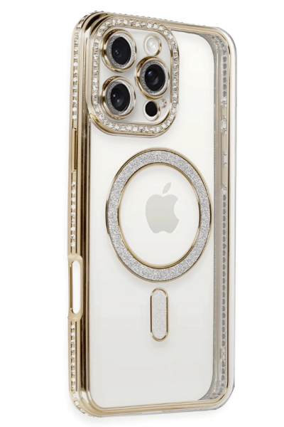 Newface iPhone 16 Pro Kılıf Joke Simli Magneticsafe Kılıf - Gold resmi