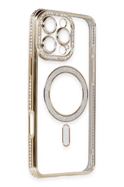 Newface iPhone 16 Pro Kılıf Joke Simli Magneticsafe Kılıf - Gold resmi