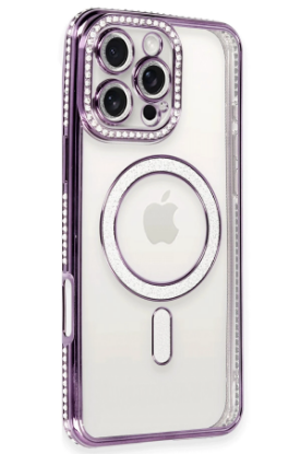 Newface iPhone 16 Pro Kılıf Joke Simli Magneticsafe Kılıf - Derin Mor resmi