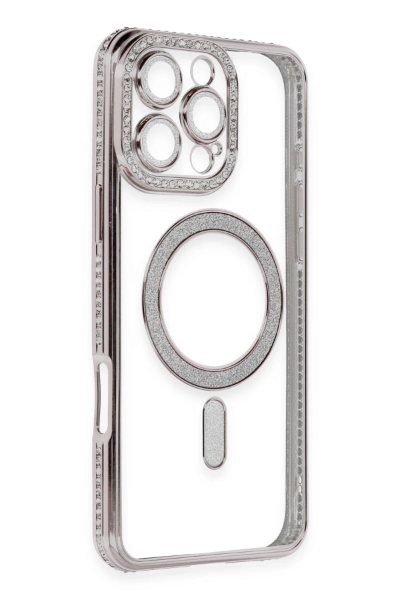 Newface iPhone 16 Pro Kılıf Joke Simli Magneticsafe Kılıf - Pembe resmi